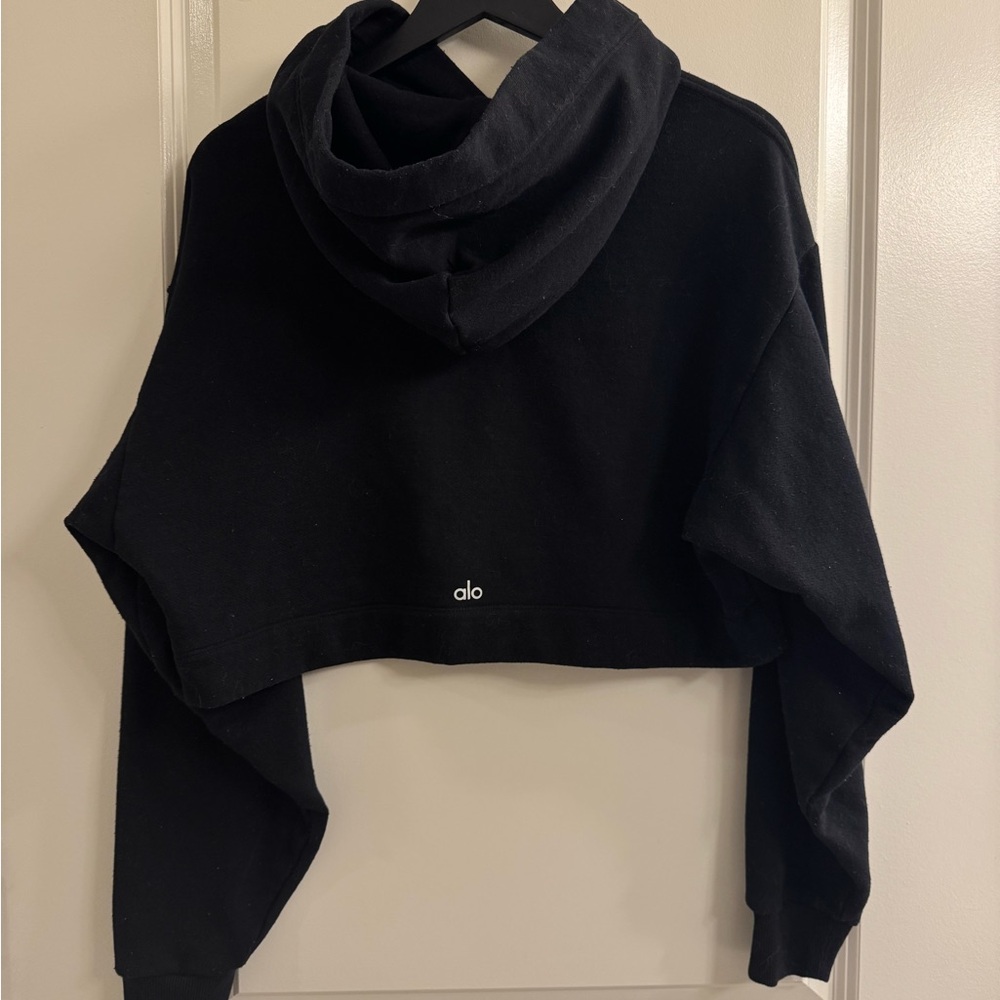 ALO Yoga Black Cropped Hoodie